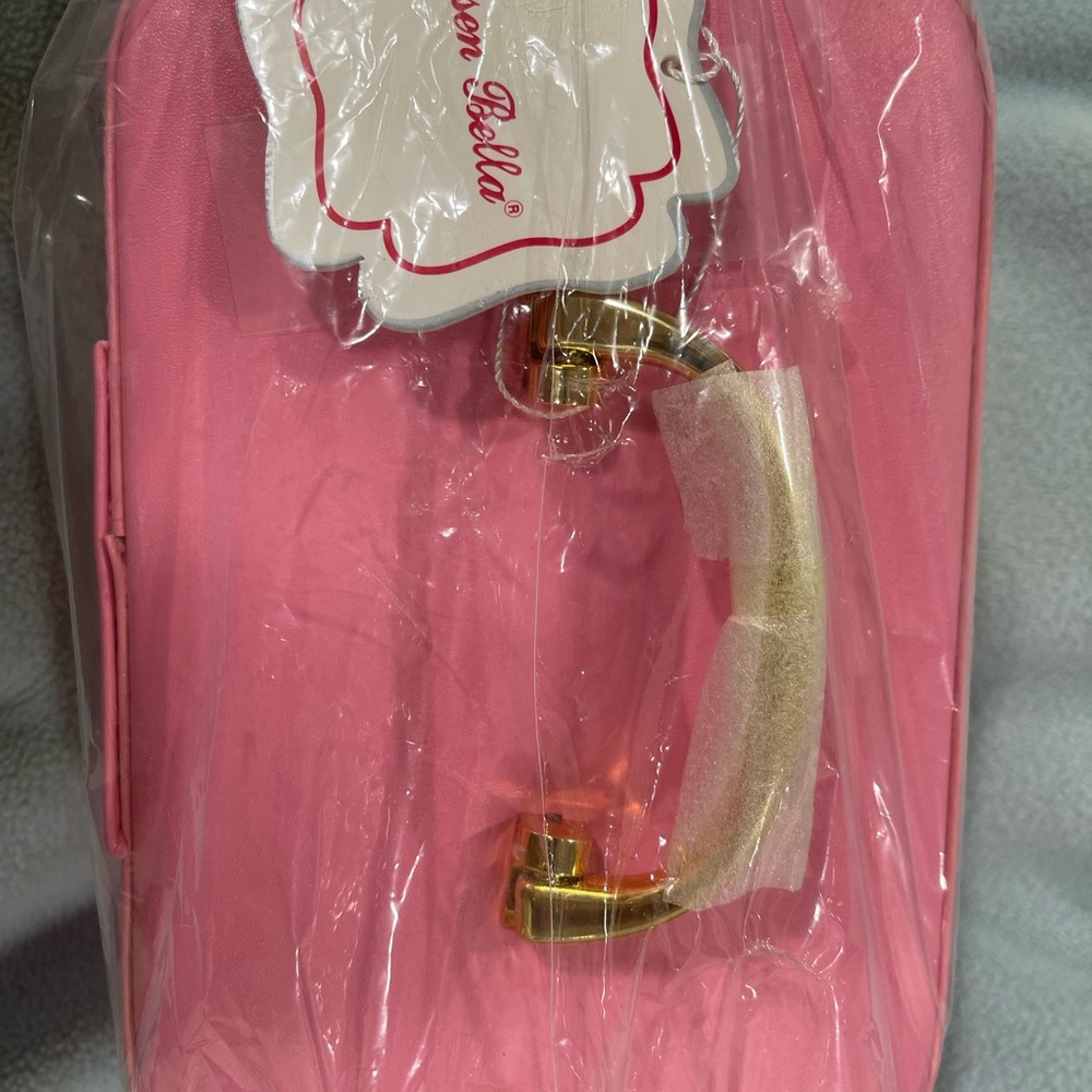 Pink Embossed Women's jewelry/cosmetic bag 8x5x5 inches LWH - Picture 2 of 4